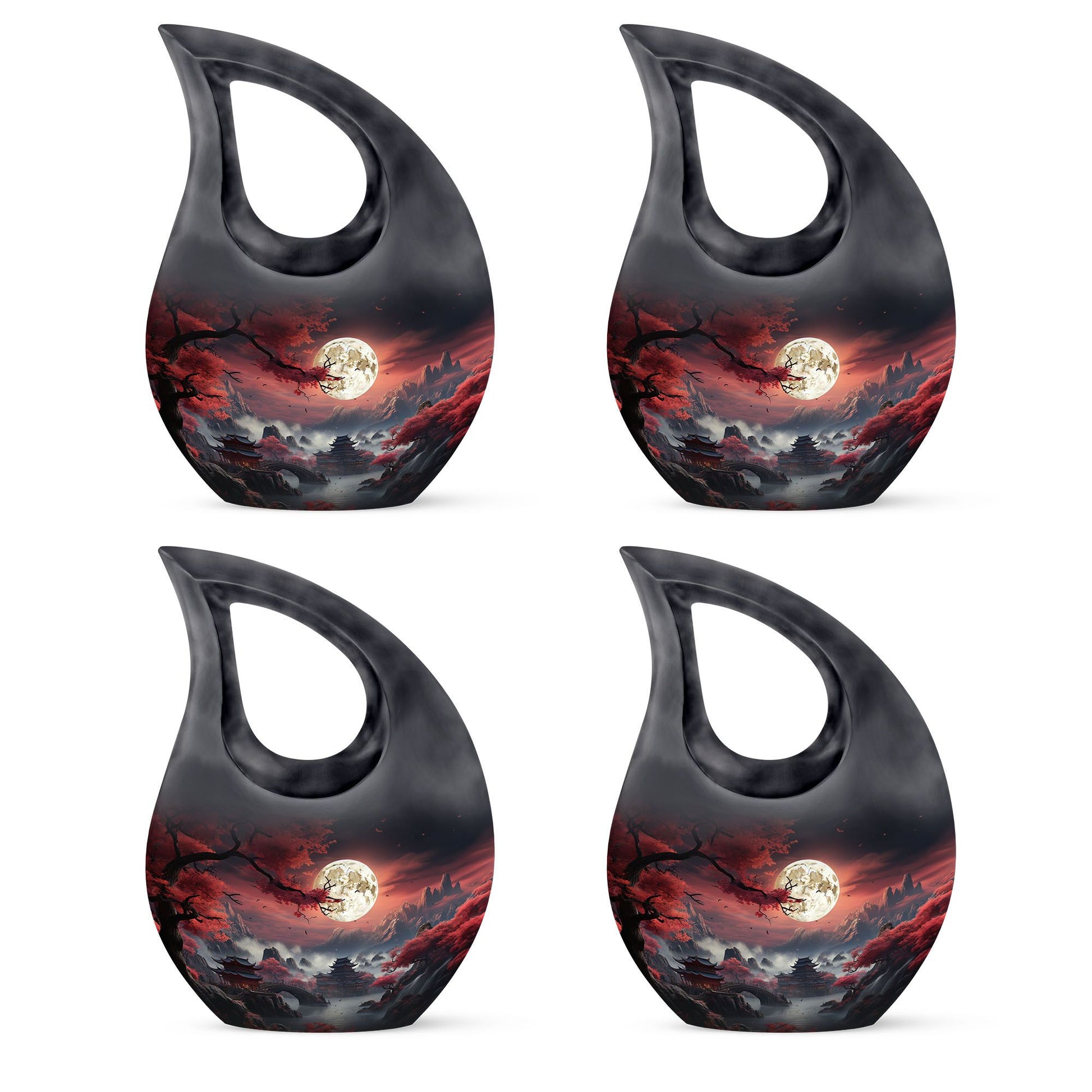 Moonlit Sakura - Moon Urn Large Teardrop, Heart Urn For Ashes
