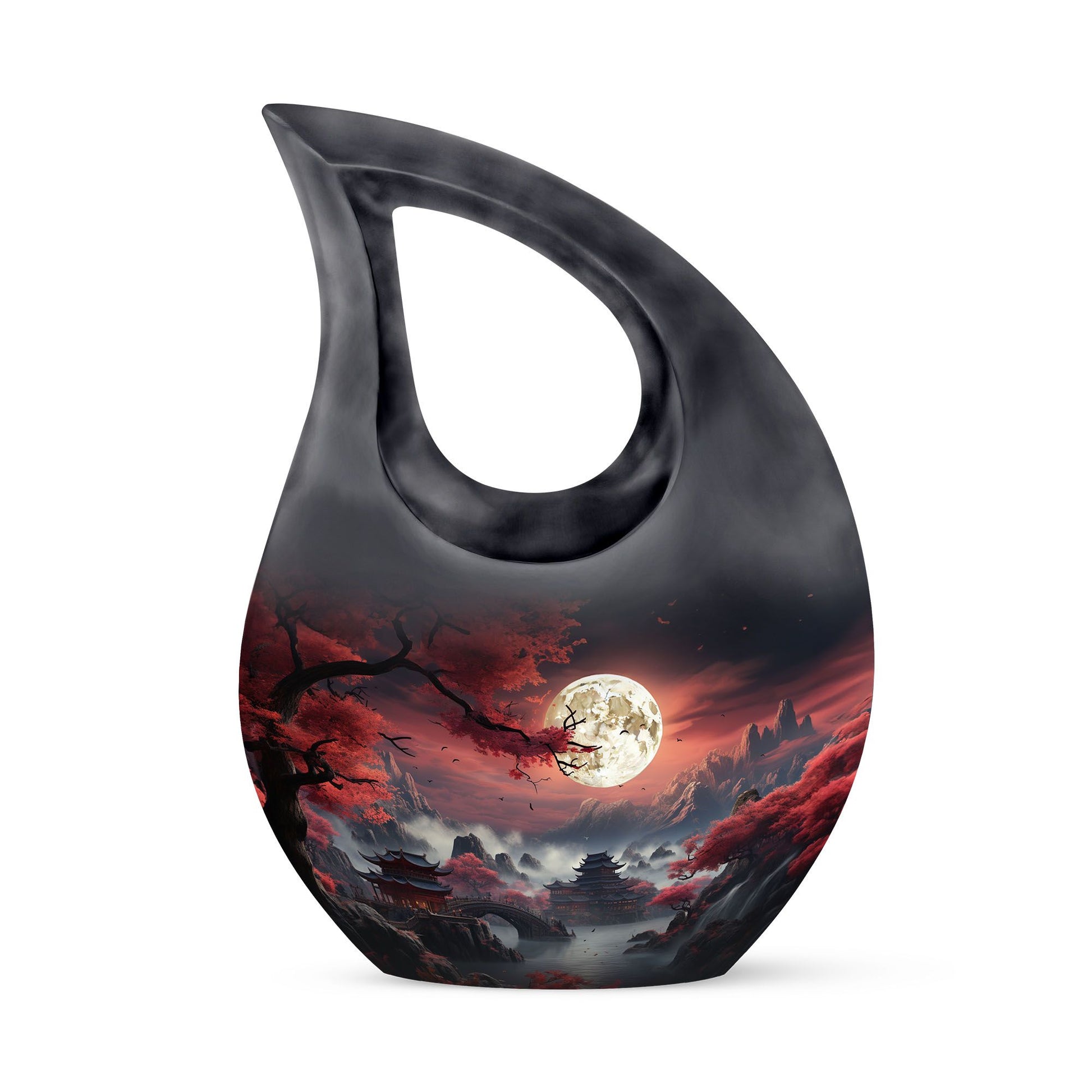 Moonlit Sakura - Moon Urn Large Teardrop, Heart Urn For Ashes