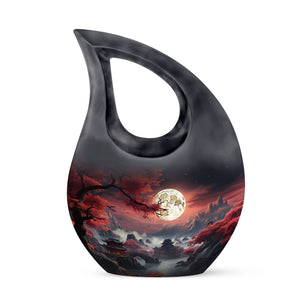 Moonlit Sakura - Moon Urn Large Teardrop, Heart Urn For Ashes