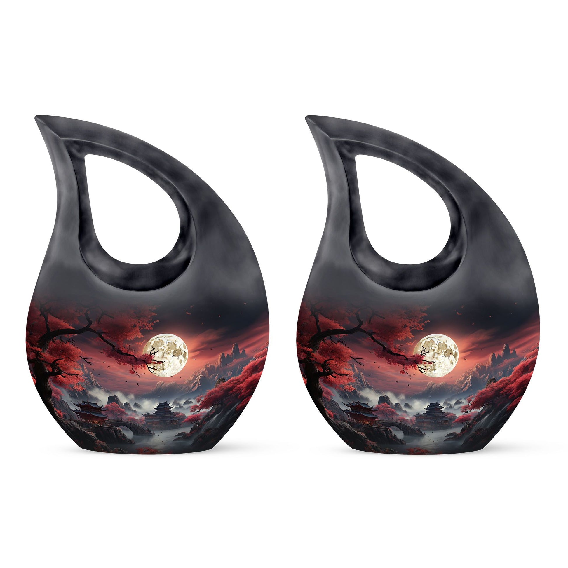 Moonlit Sakura - Moon Urn Large Teardrop, Heart Urn For Ashes