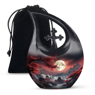Moonlit Sakura - Moon Urn Large Teardrop, Heart Urn For Ashes