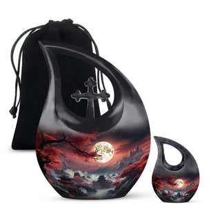 Moonlit Sakura - Moon Urn Large Teardrop, Heart Urn For Ashes