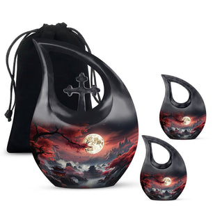 Moonlit Sakura - Moon Urn Large Teardrop, Heart Urn For Ashes