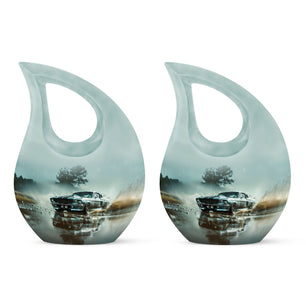 Classic Muscle In The Rain - Car Urn Teardrop, Heart Cremation Urn