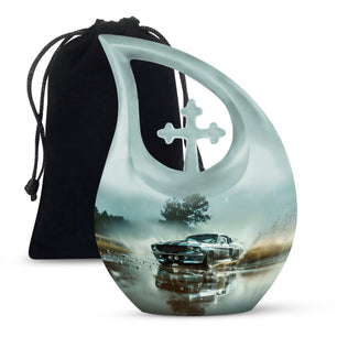 Classic Muscle In The Rain - Car Urn Teardrop, Heart Cremation Urn