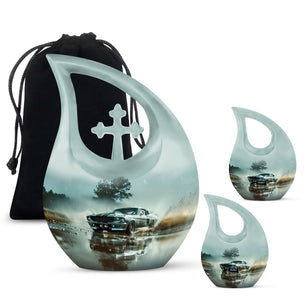 Classic Muscle In The Rain - Car Urn Teardrop, Heart Cremation Urn