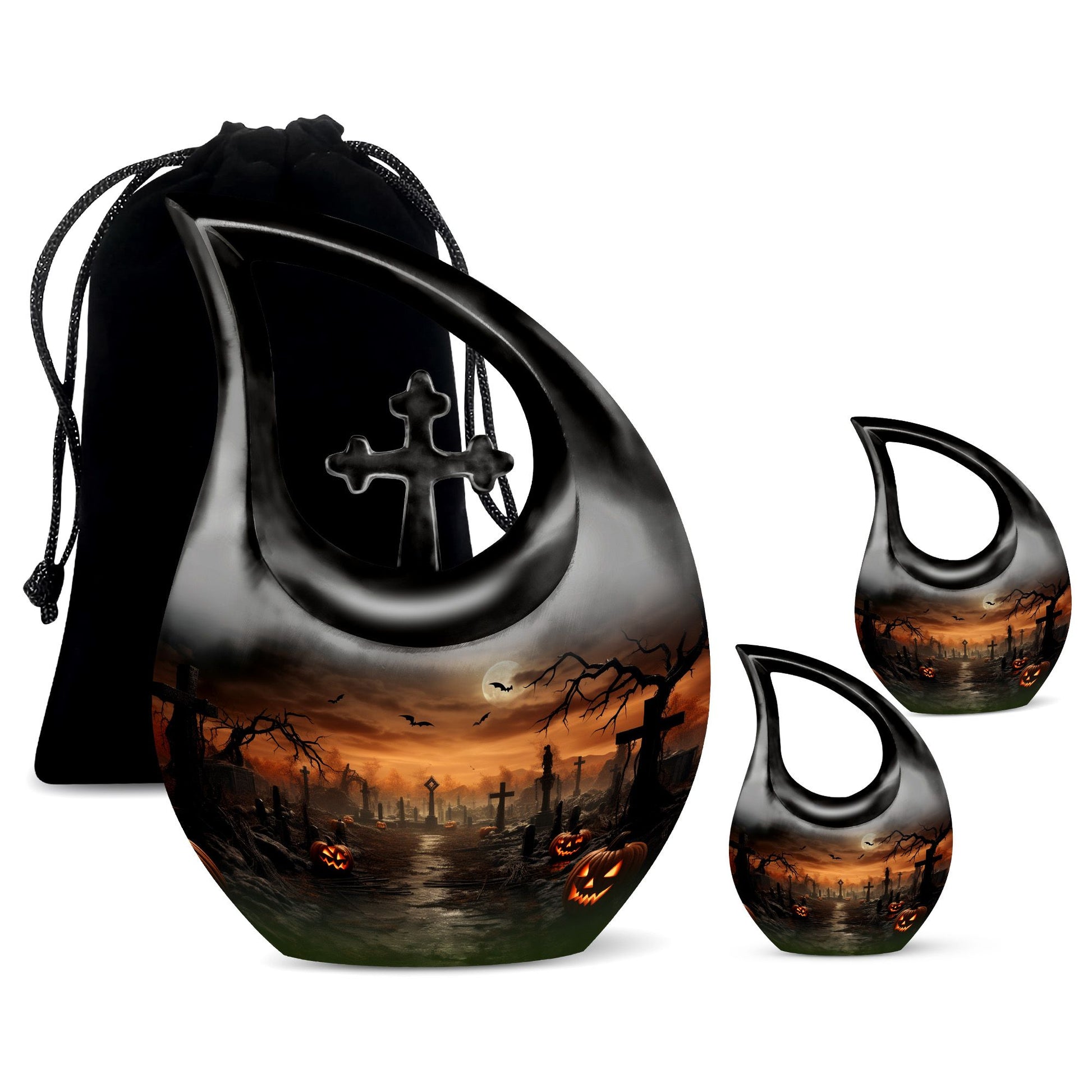 Teardrop Shaped  Large Urn With 2 Keepsake