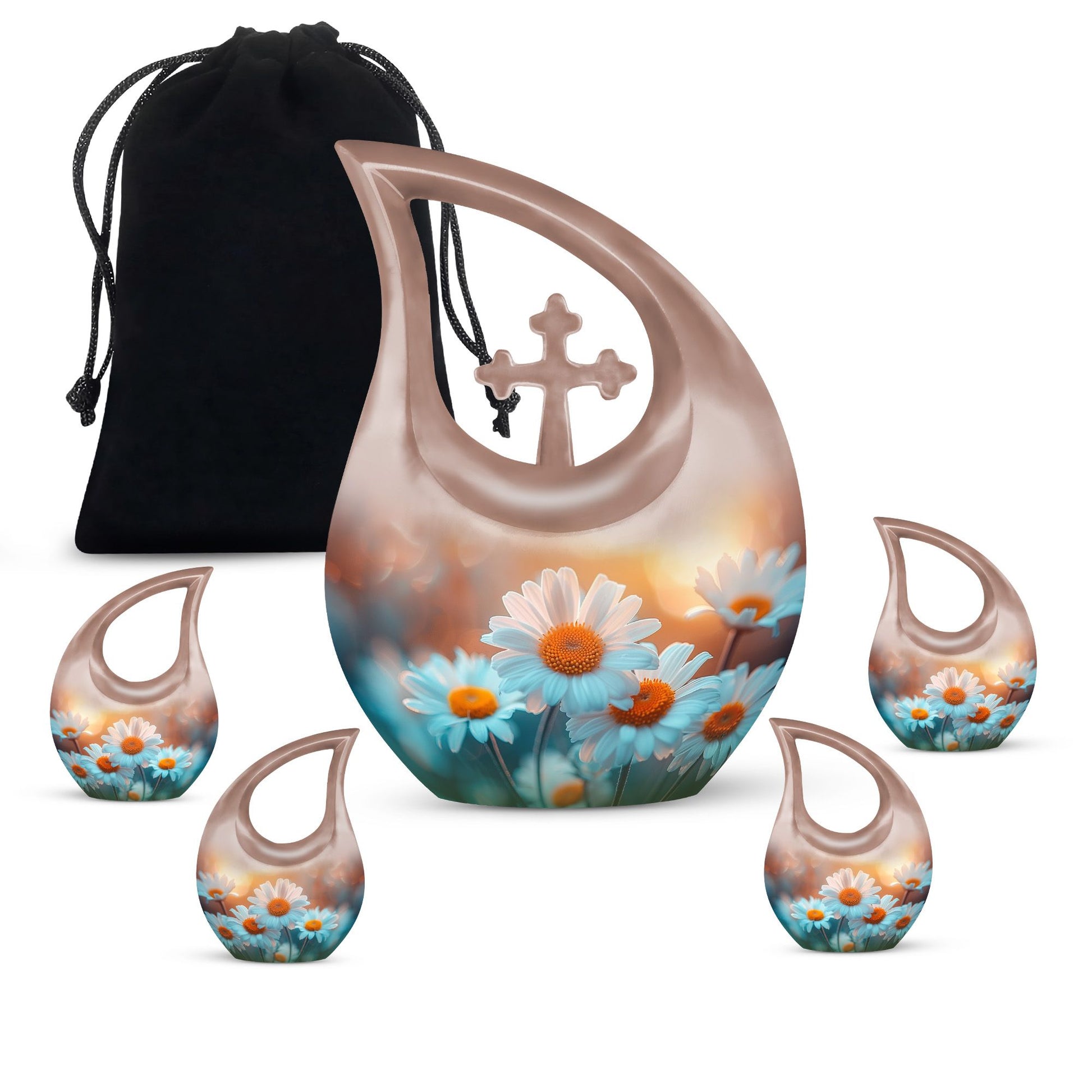 Teardrop Shaped  Large Urn With 4 Keepsake