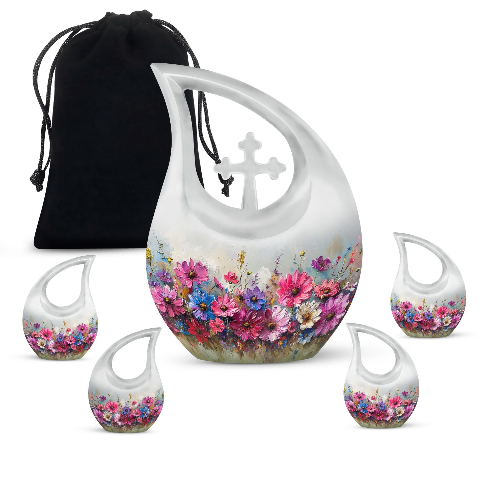 Teardrop Shaped  Large Urn With 4 Keepsake