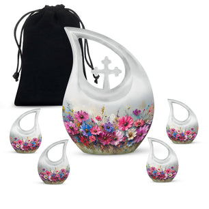 Teardrop Shaped  Large Urn With 4 Keepsake