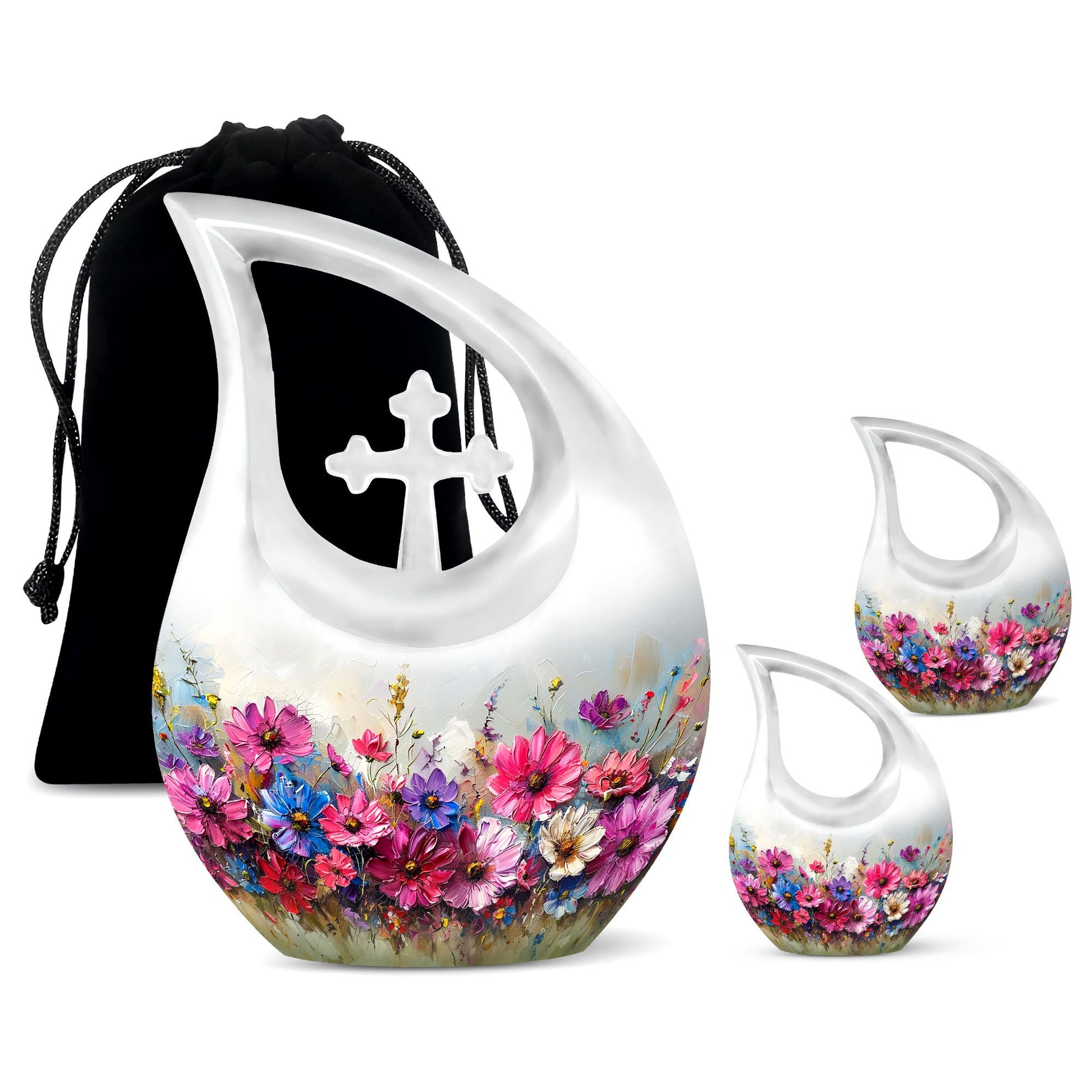 Teardrop Shaped  Large Urn With 2 Keepsake