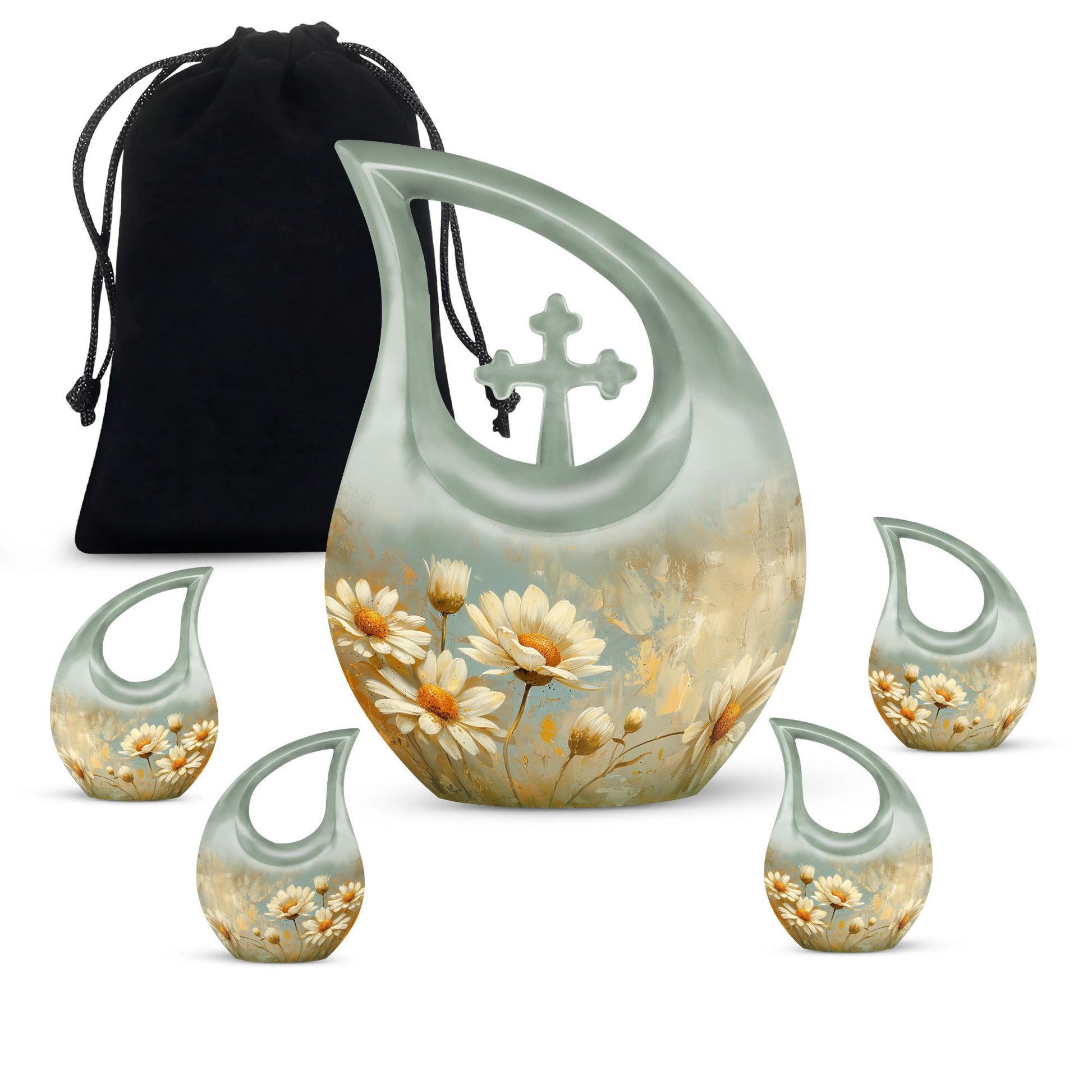 Teardrop Shaped  Large Urn With 4 Keepsake