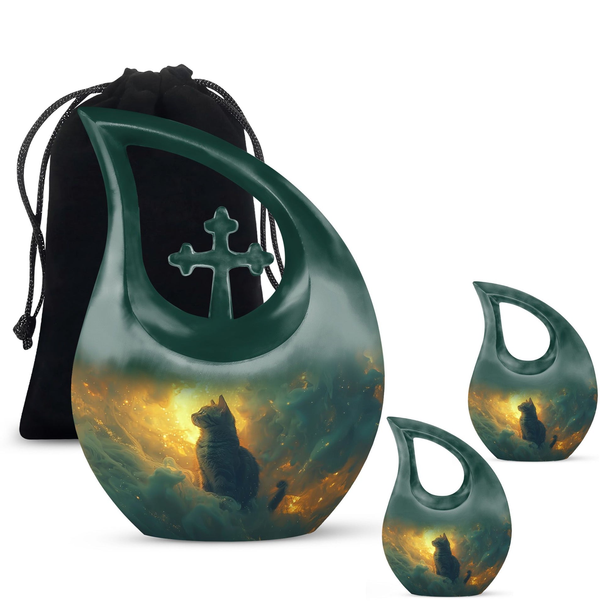 Teardrop Shaped  Large Urn With 2 Keepsake