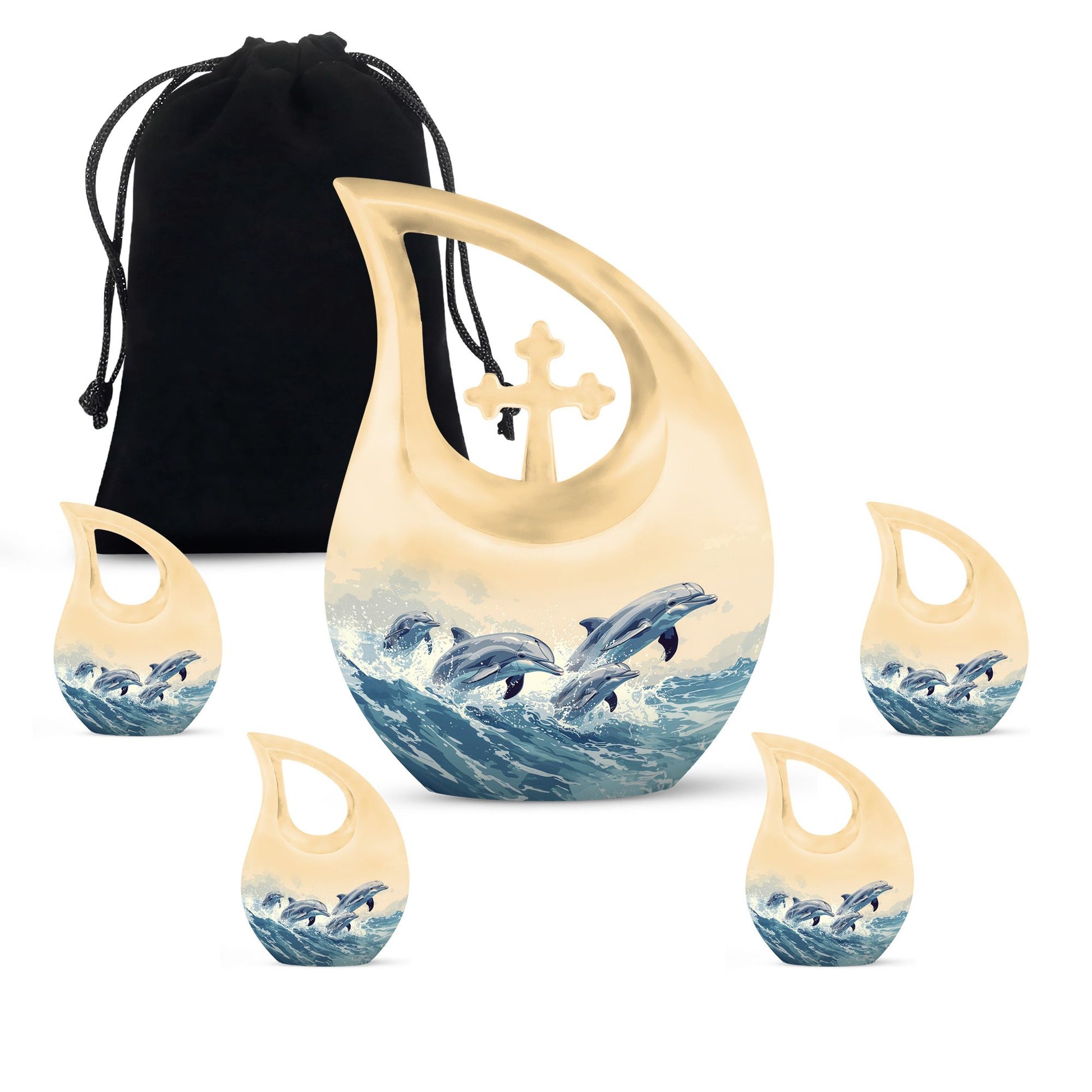 Teardrop Shaped  Large Urn With 4 Keepsake