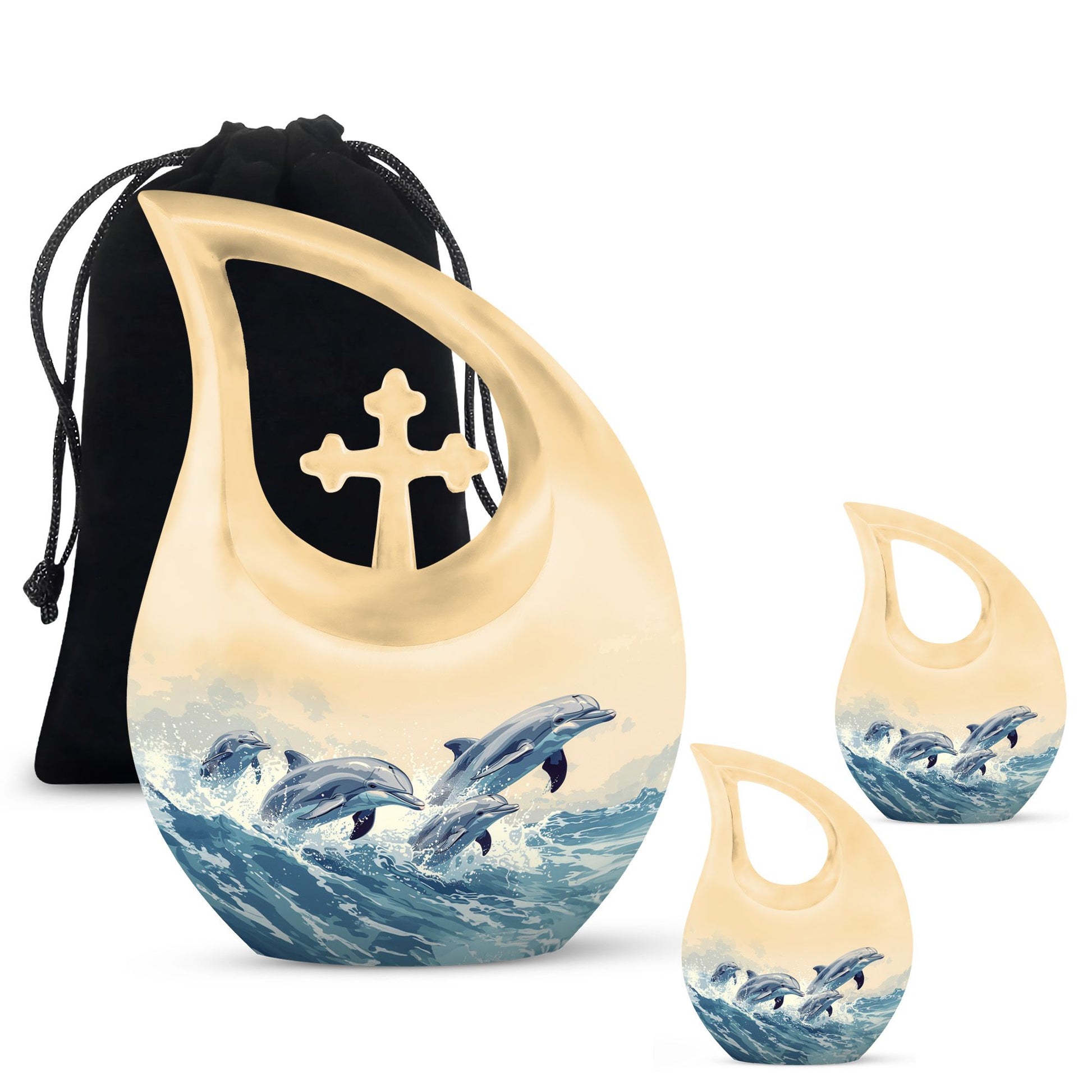 Teardrop Shaped  Large Urn With 2 Keepsake