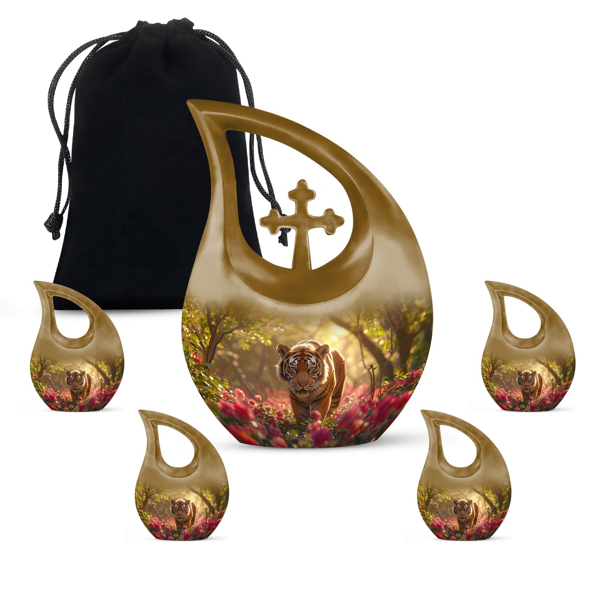 Teardrop Shaped  Large Urn With 4 Keepsake