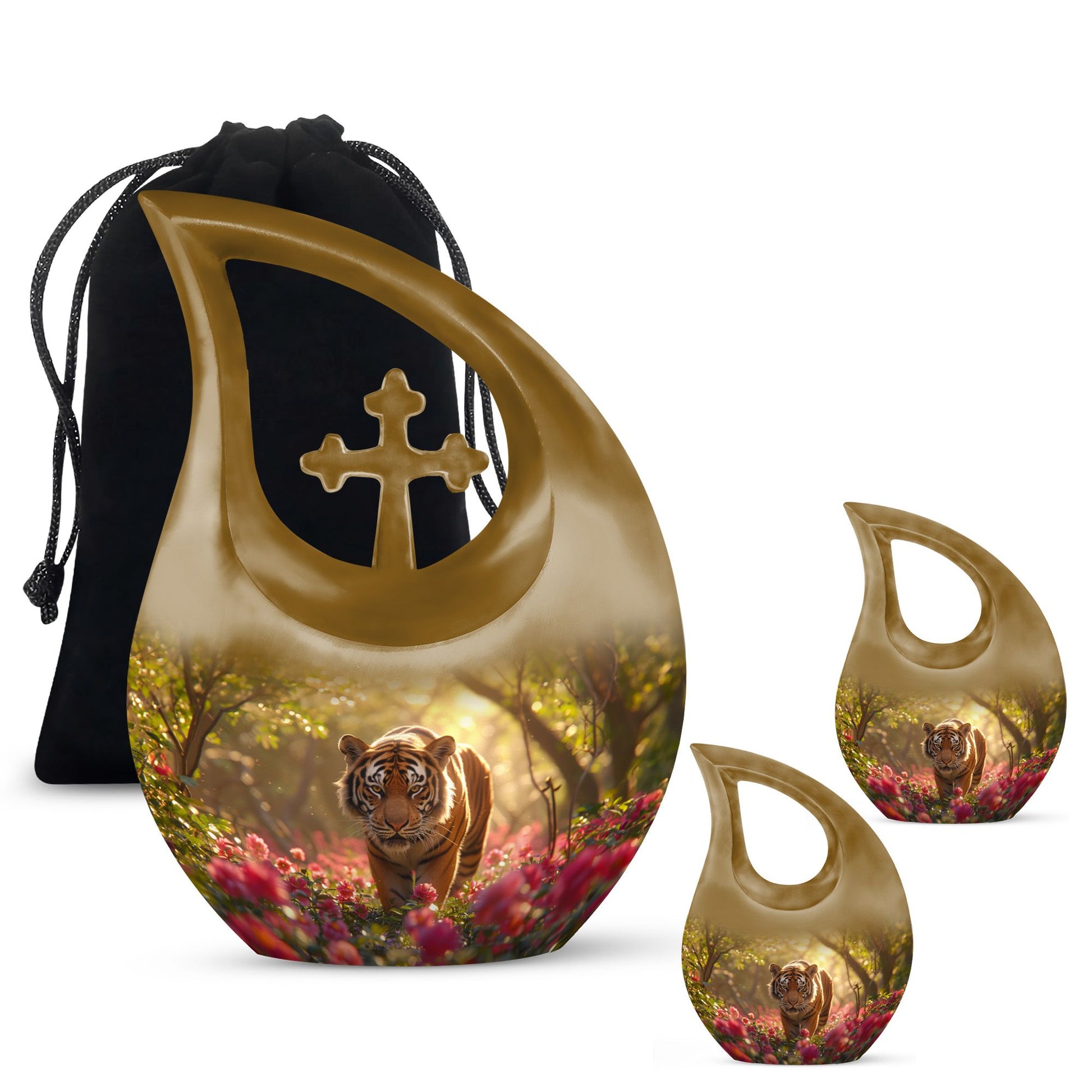 Teardrop Shaped  Large Urn With 2 Keepsake