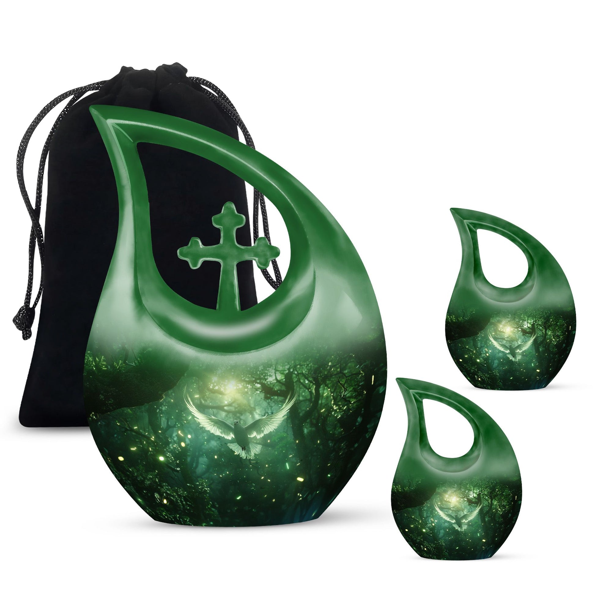 Teardrop Shaped  Large Urn With 2 Keepsake