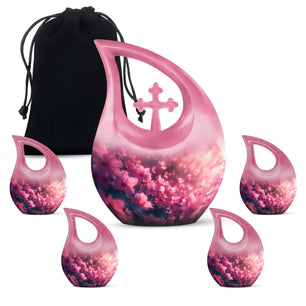 Pink Butterfly Custom Urns For Human Ashes Funeral, Ashes Memorial Urn