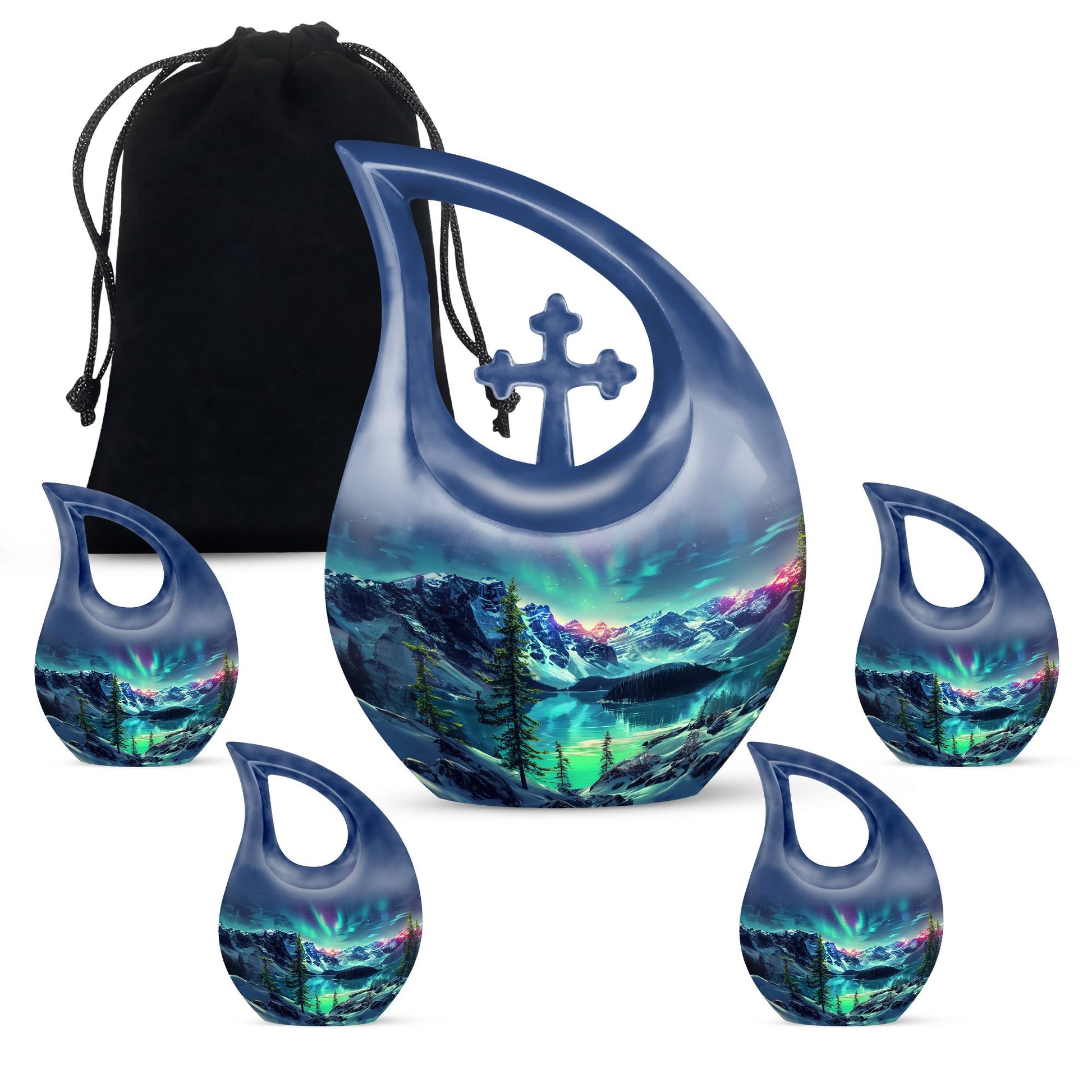 Aurora Borealis Little Urns Large Funeral, Ashes Urn For Ashes