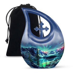 Aurora Borealis Little Urns Large Funeral, Ashes Urn For Ashes