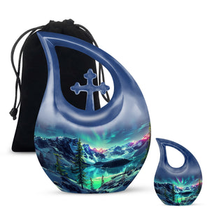Aurora Borealis Little Urns Large Funeral, Ashes Urn For Ashes