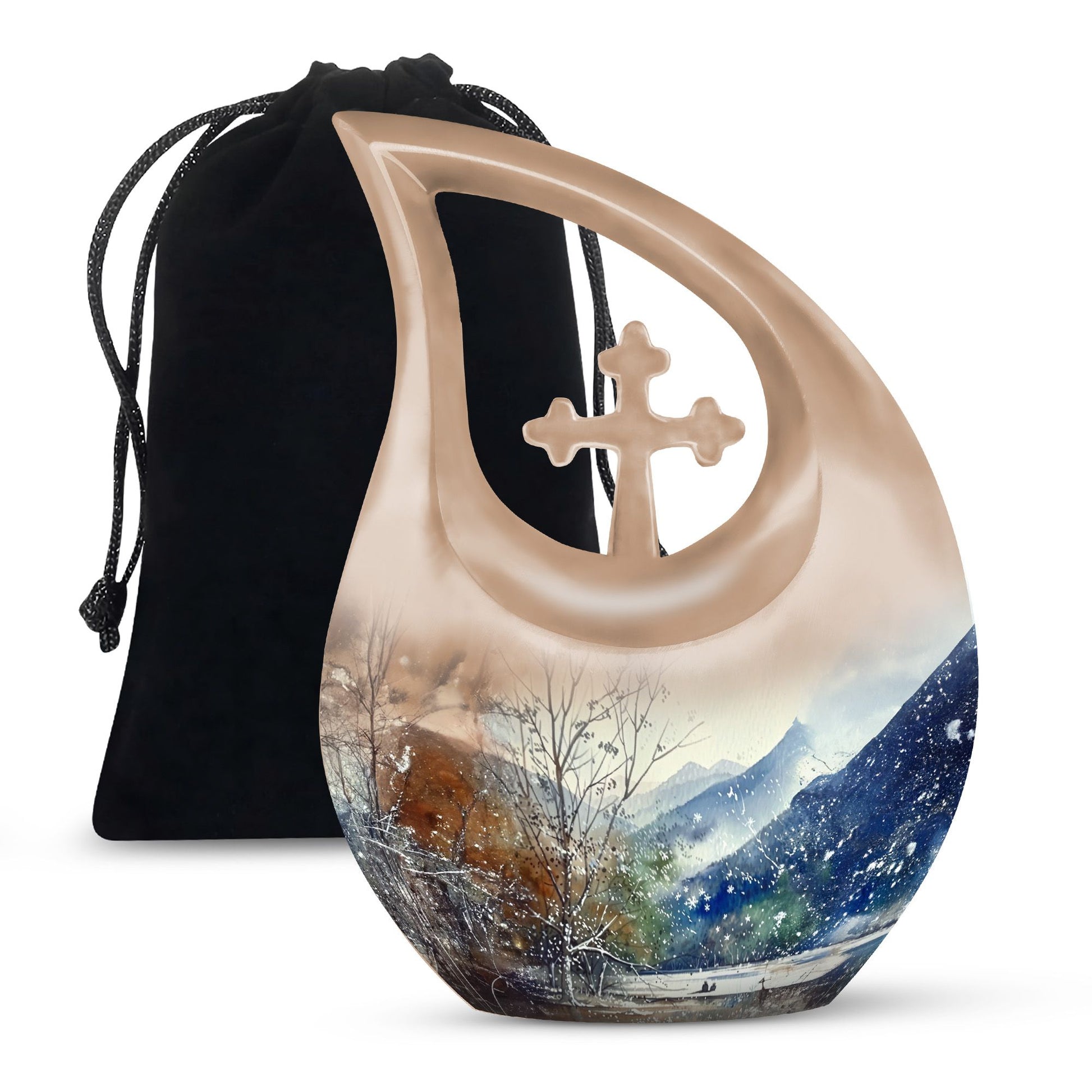 Mountains Urn For Human Remains Funeral, Ashes Memorial Urn