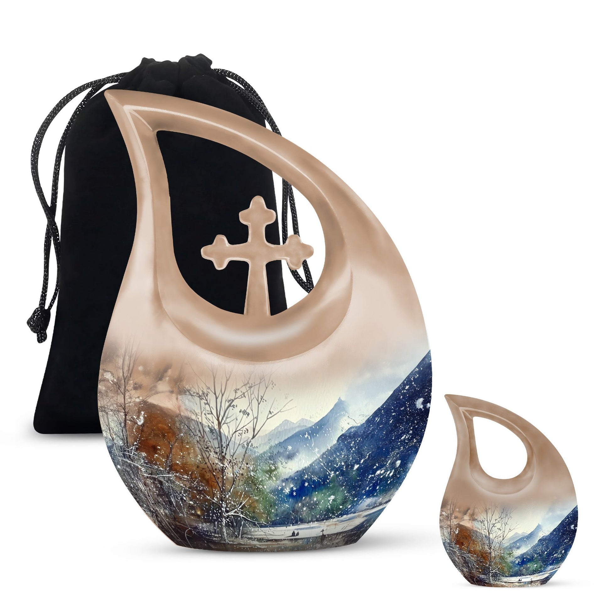 Mountains Urn For Human Remains Funeral, Ashes Memorial Urn