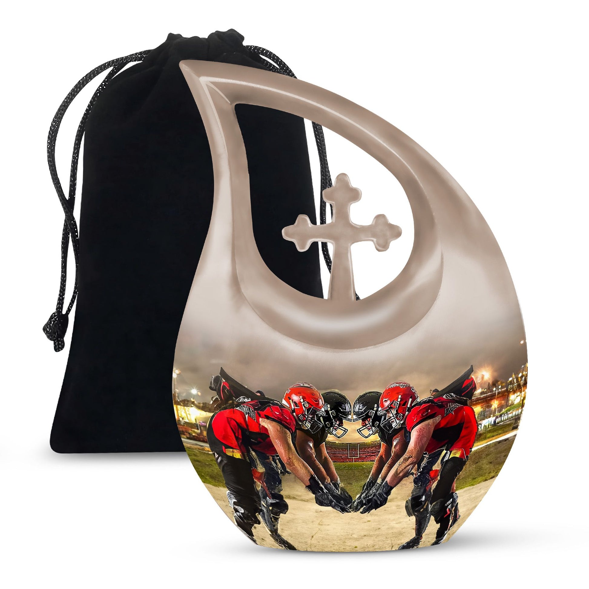 Football Small Urn For Ashes Teardrop, Heart Cremation Urn