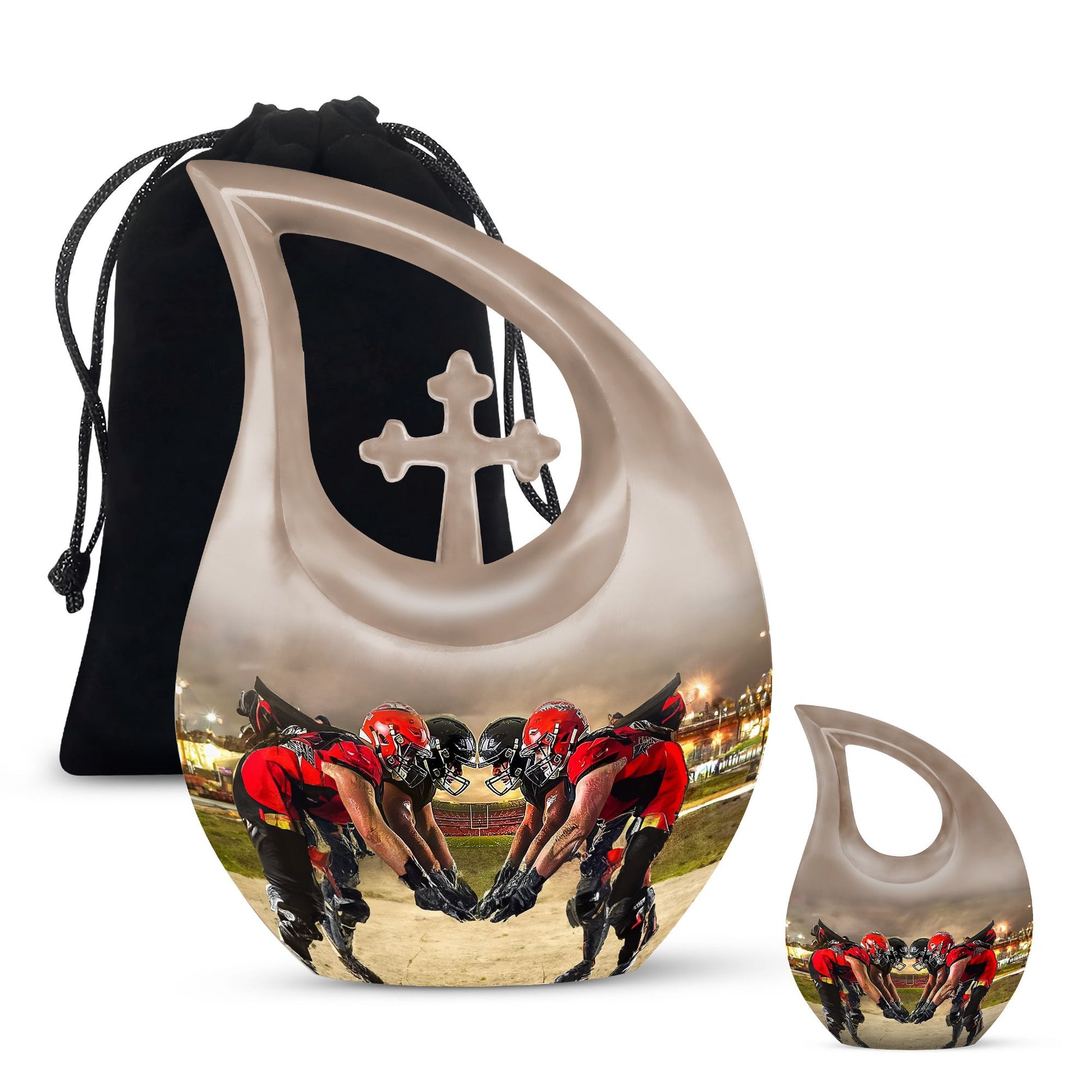 Football Small Urn For Ashes Teardrop, Heart Cremation Urn