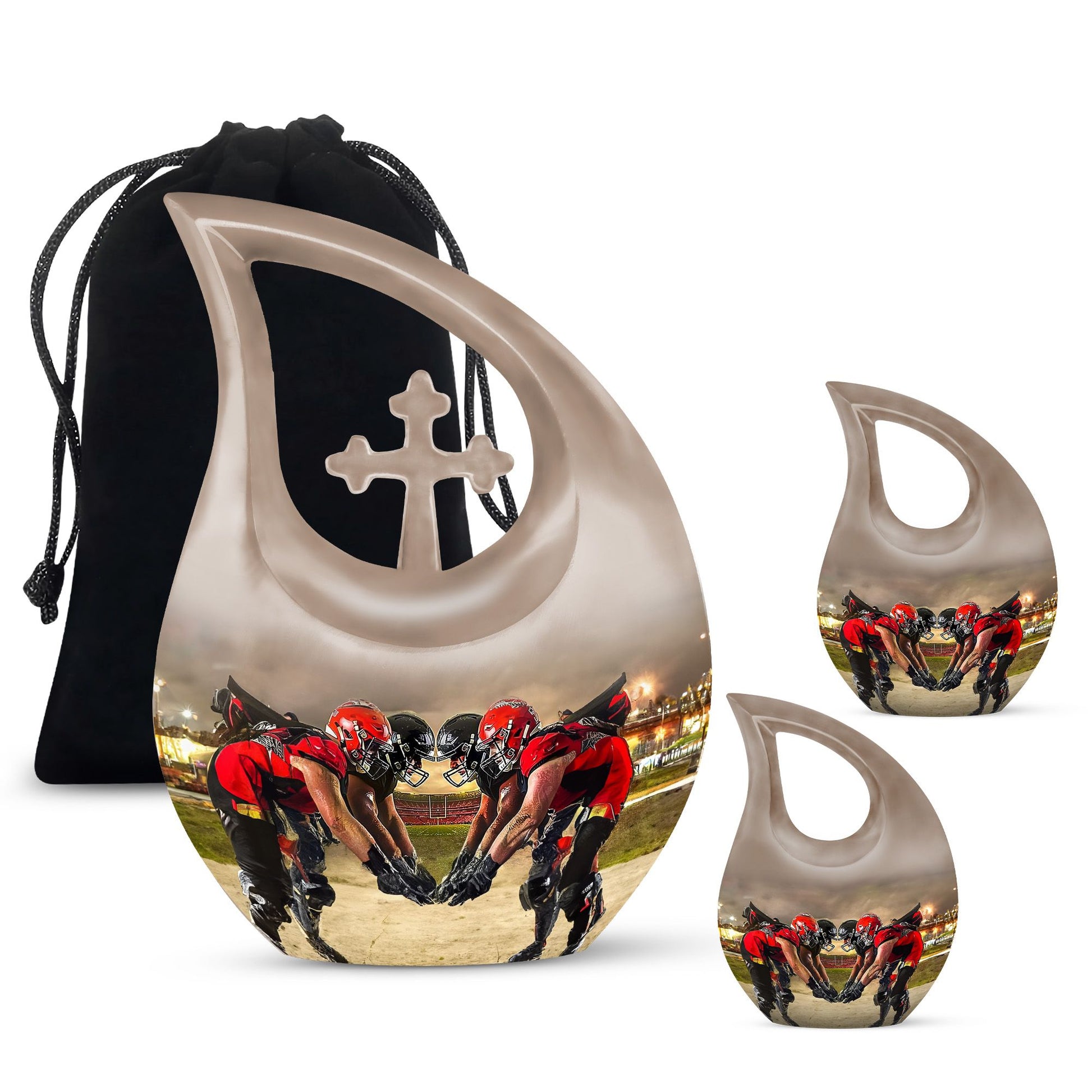 Football Small Urn For Ashes Teardrop, Heart Cremation Urn