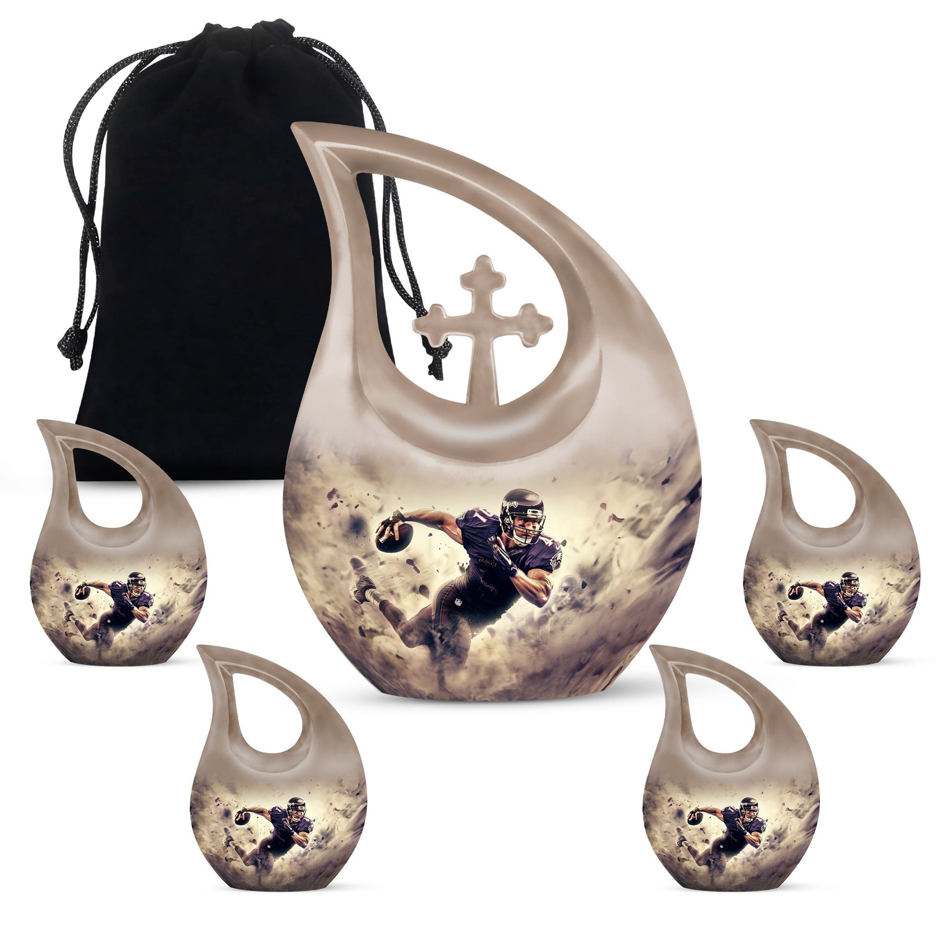 Football Large Urns For Human Ashes Teardrop, Heart Shape Urn