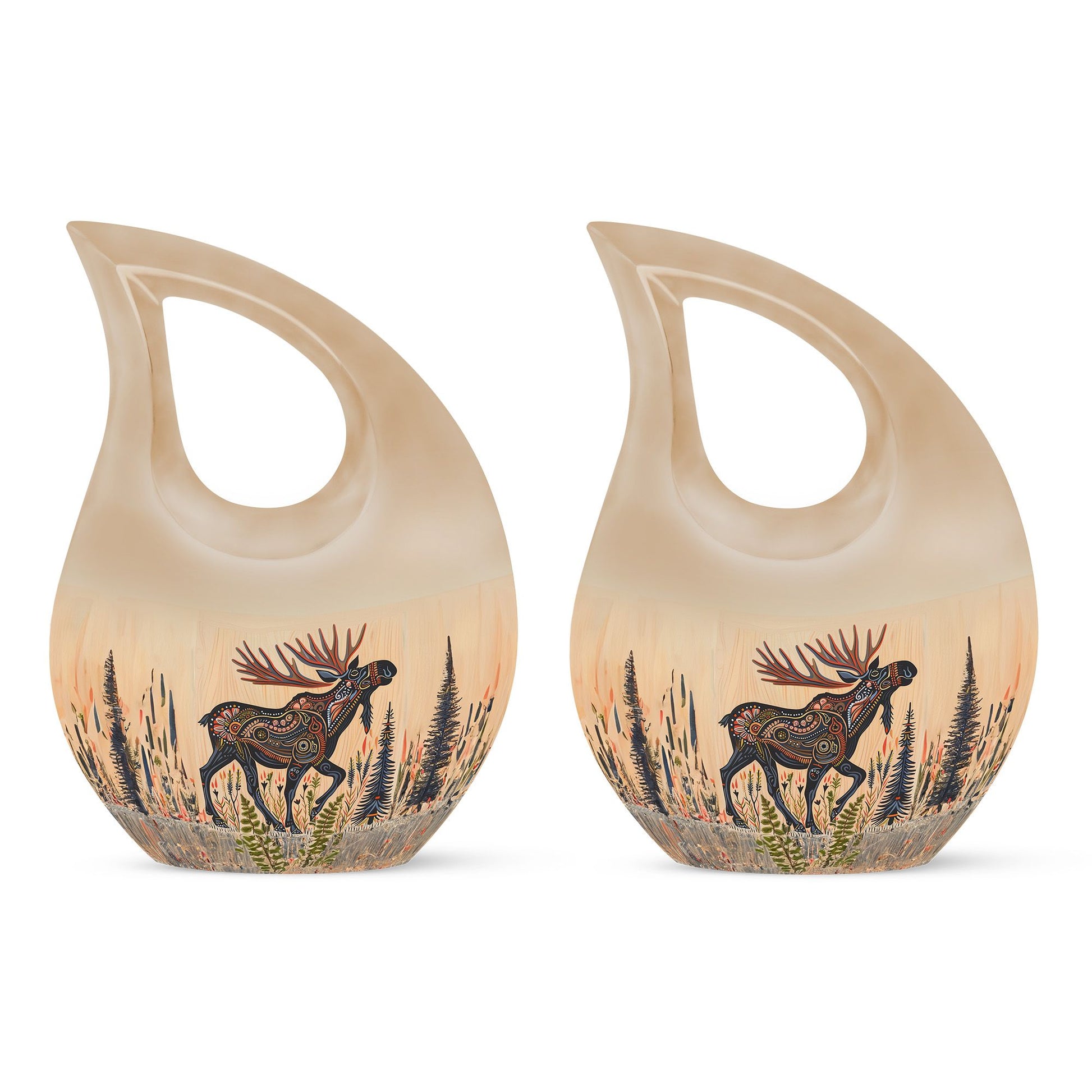 Moose Walking Small Urns For Ashes Teardrop, Heart Urn