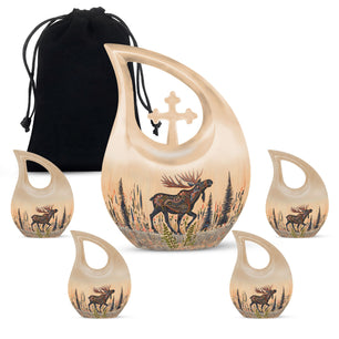Moose Walking Small Urns For Ashes Funeral, Ashes Urn