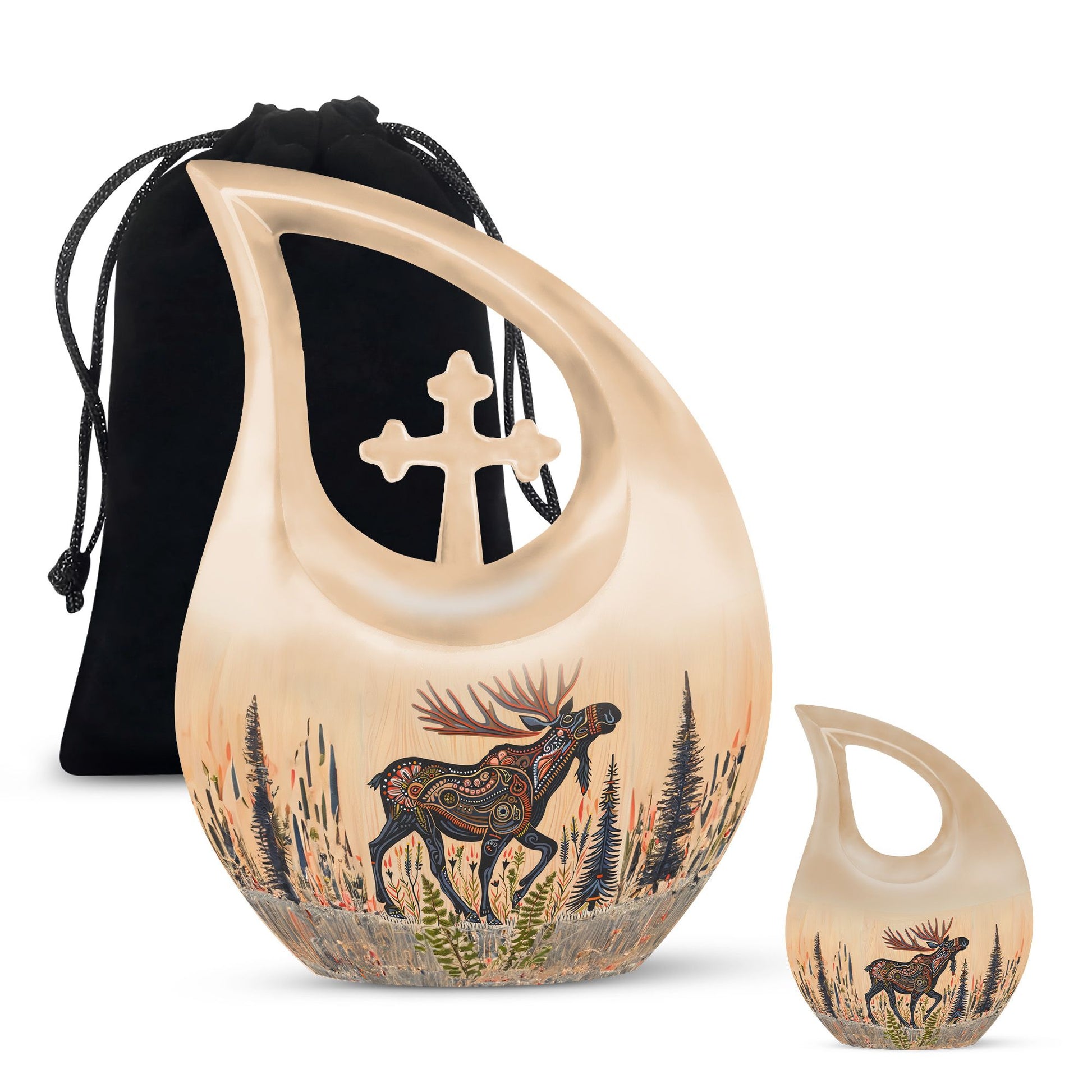 Moose Walking Small Urns For Ashes Teardrop, Heart Urn