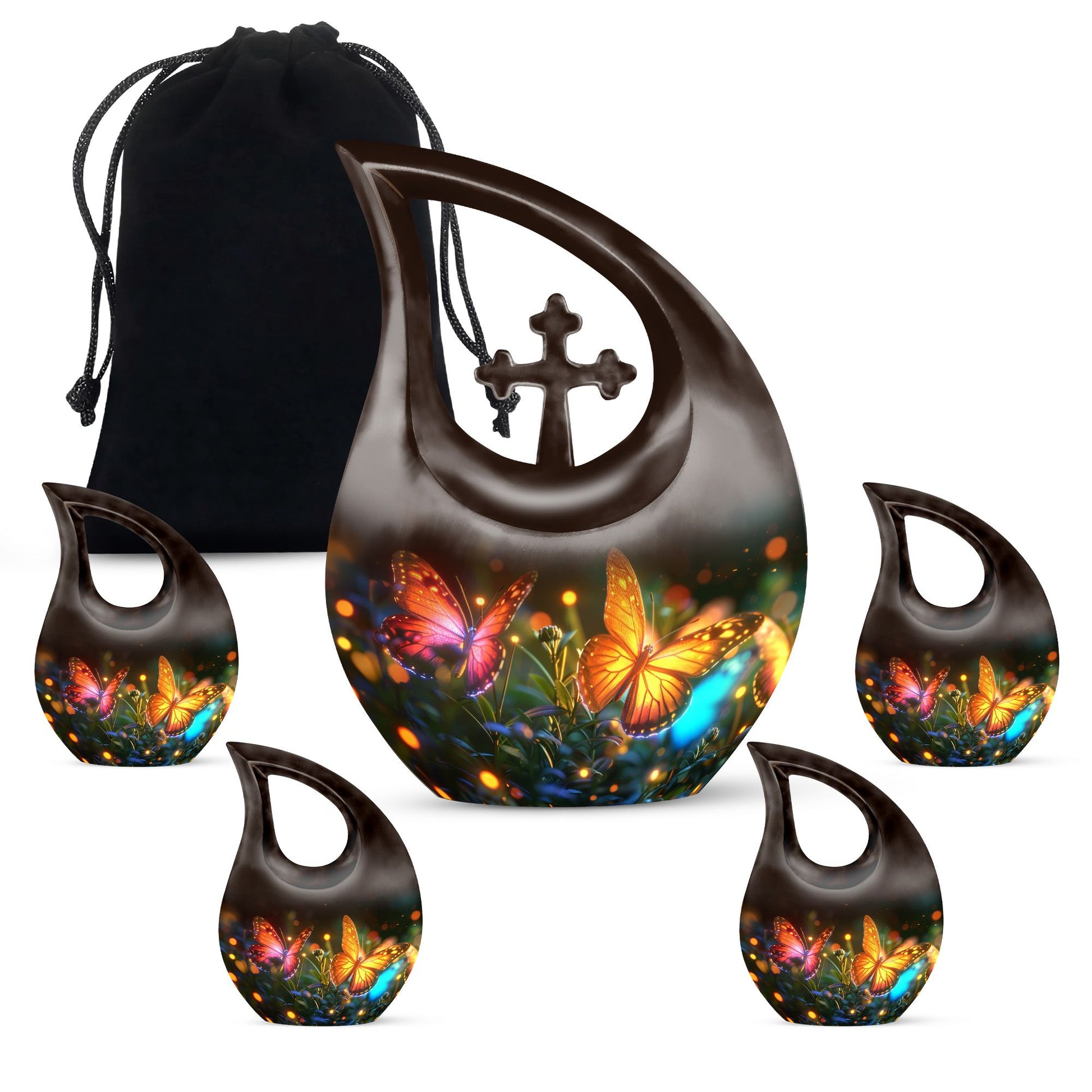 Teardrop Shaped  Large Urn With 4 Keepsake