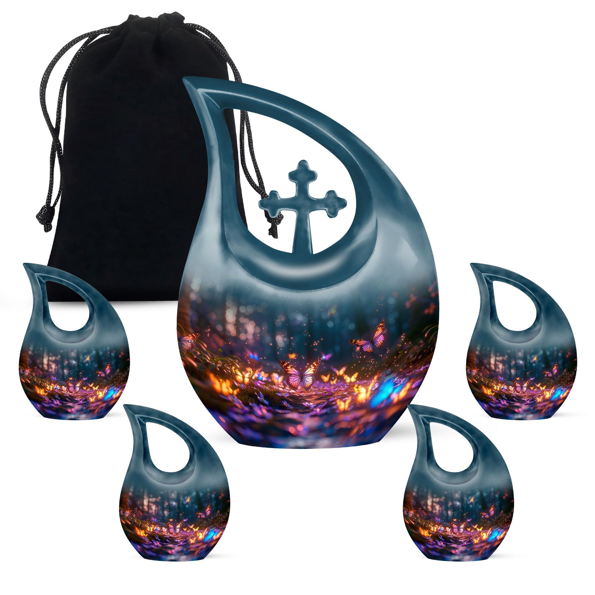 Teardrop Shaped  Large Urn With 4 Keepsake