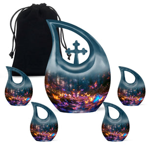 Teardrop Shaped  Large Urn With 4 Keepsake