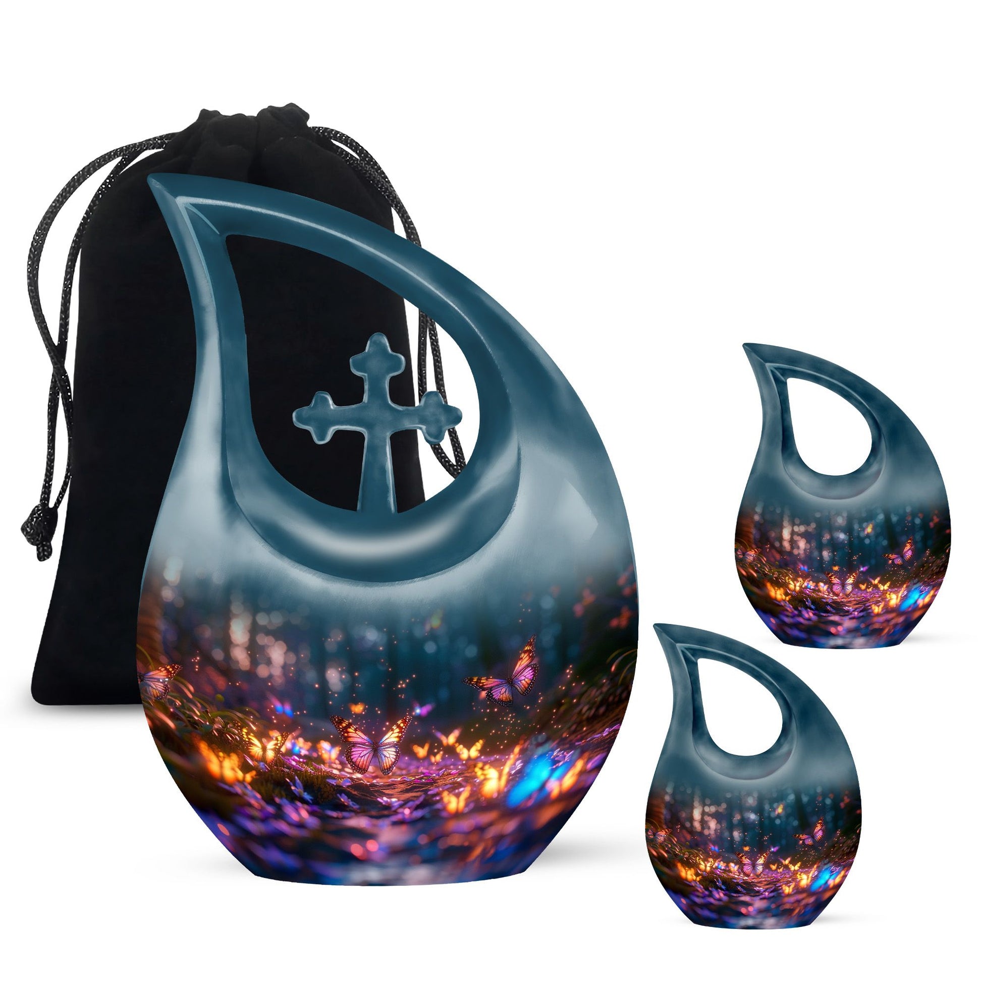 Teardrop Shaped  Large Urn With 2 Keepsake