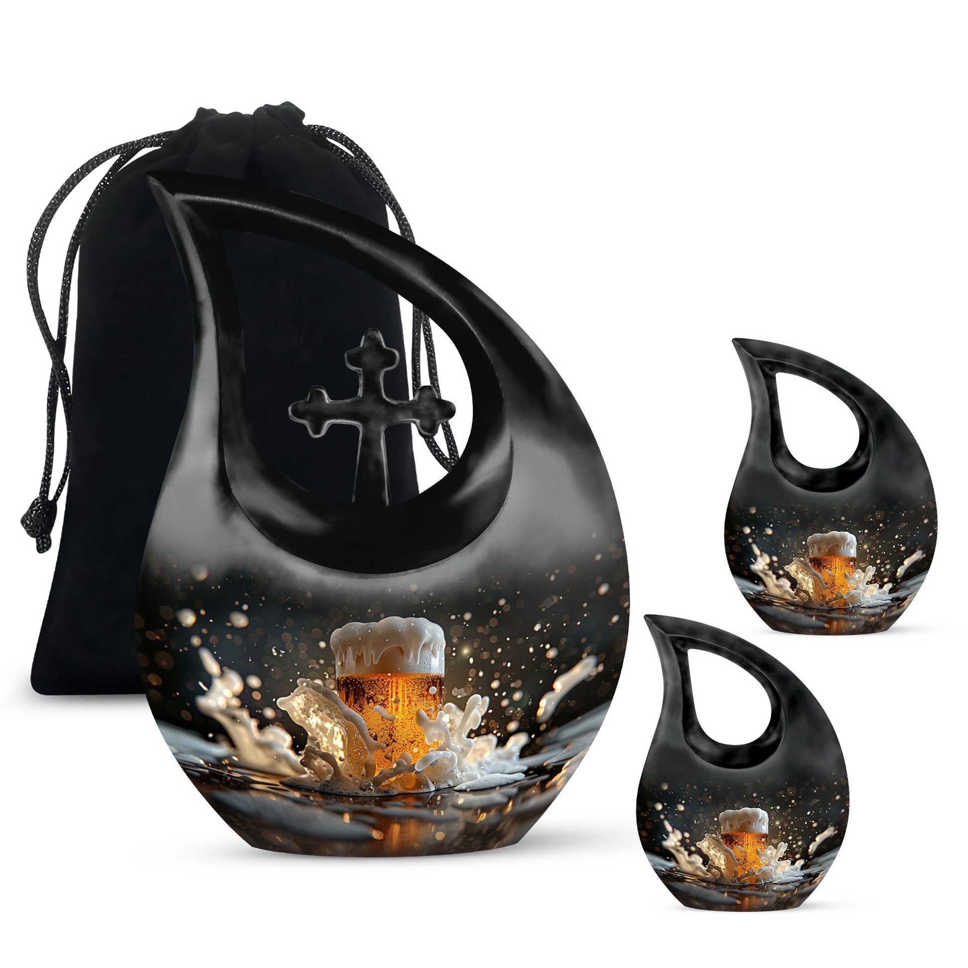 Teardrop Shaped  Large Urn With 2 Keepsake