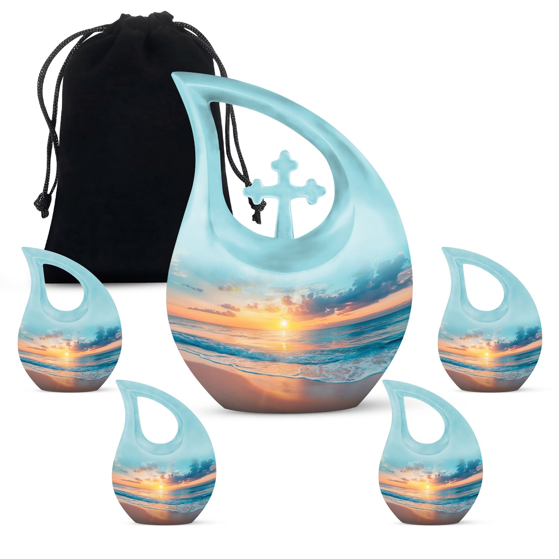 Teardrop Shaped  Large Urn With 4 Keepsake