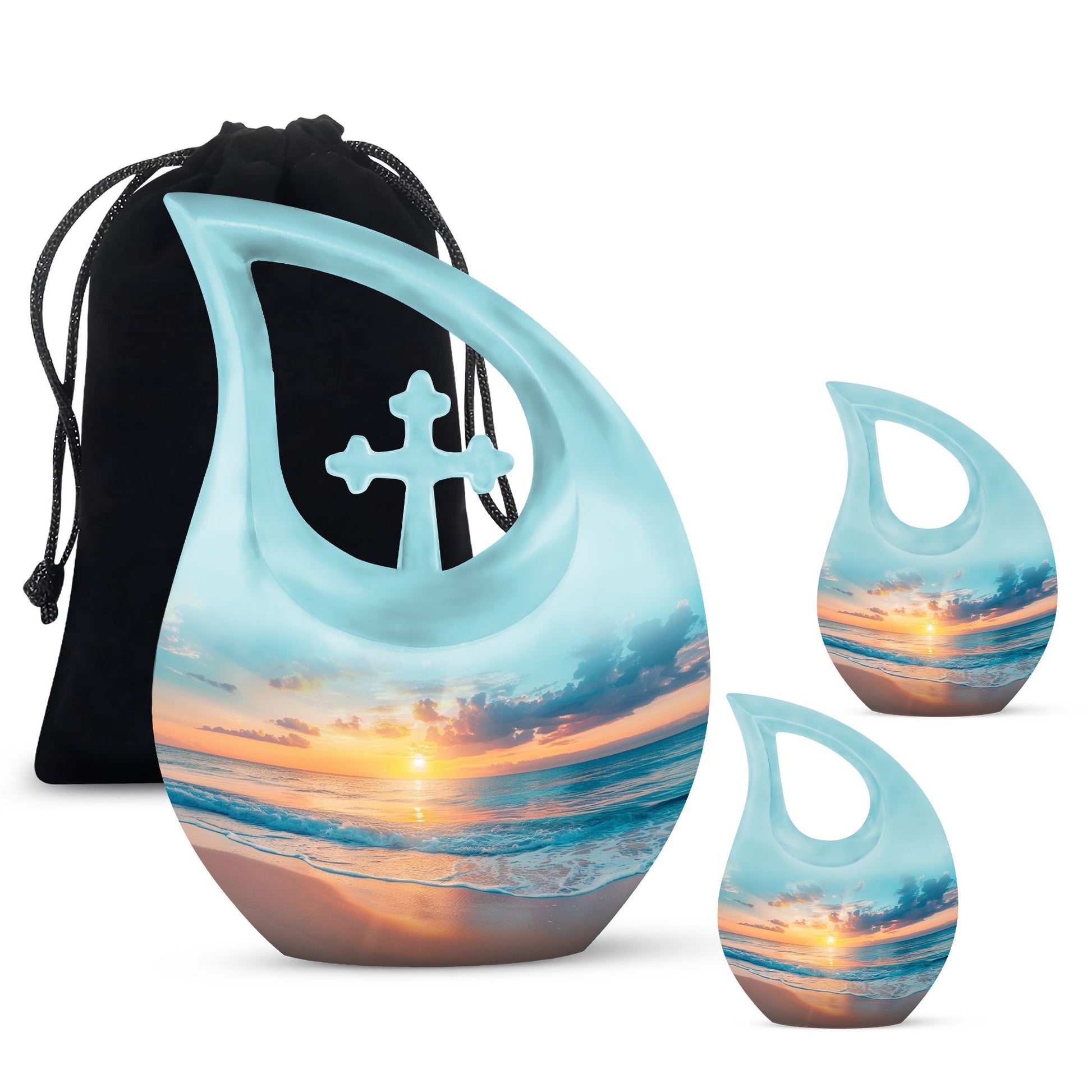 Teardrop Shaped  Large Urn With 2 Keepsake