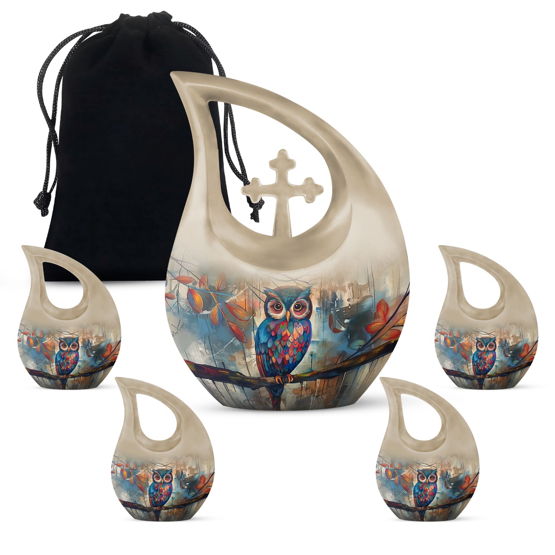 Teardrop Shaped  Large Urn With 4 Keepsake