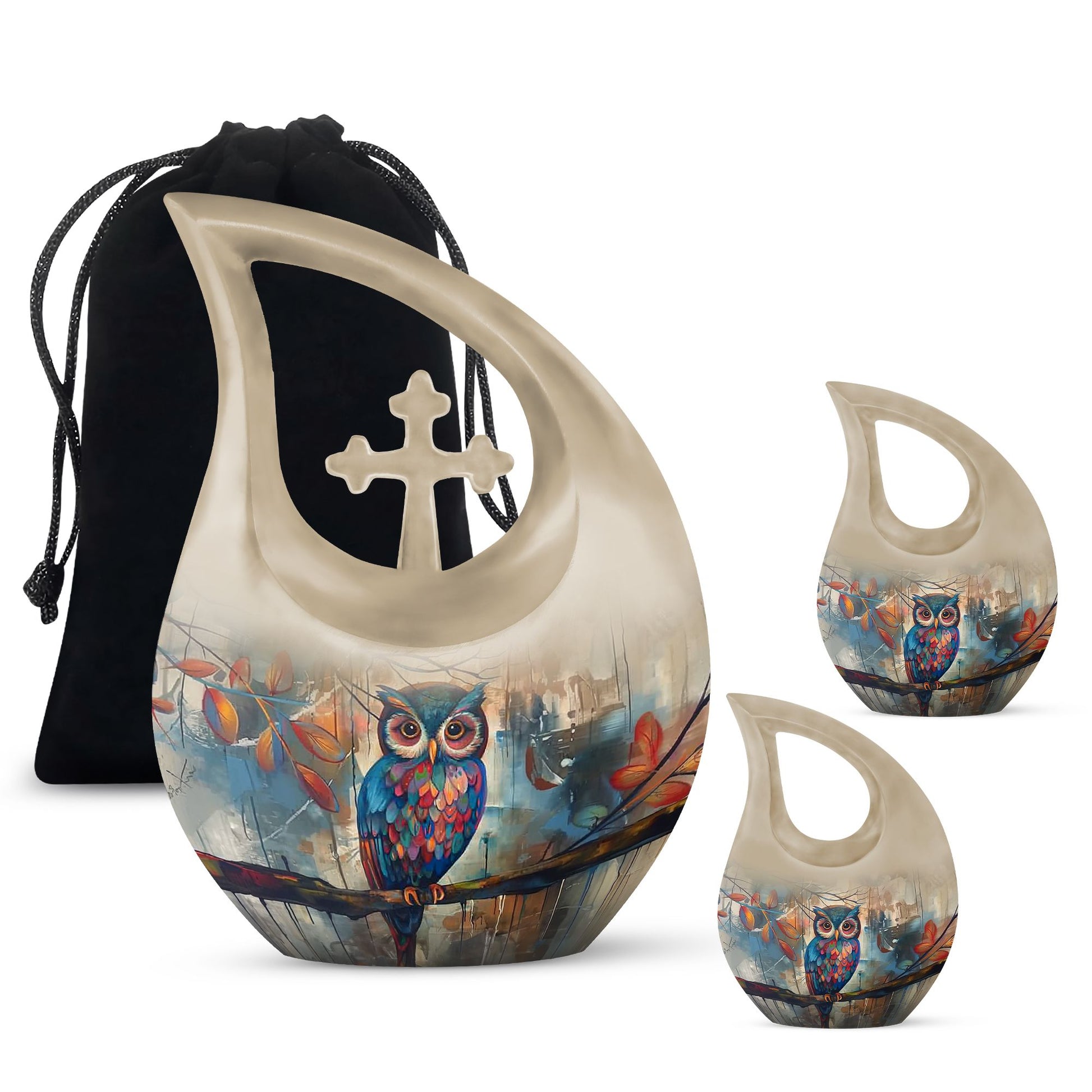 Teardrop Shaped  Large Urn With 2 Keepsake