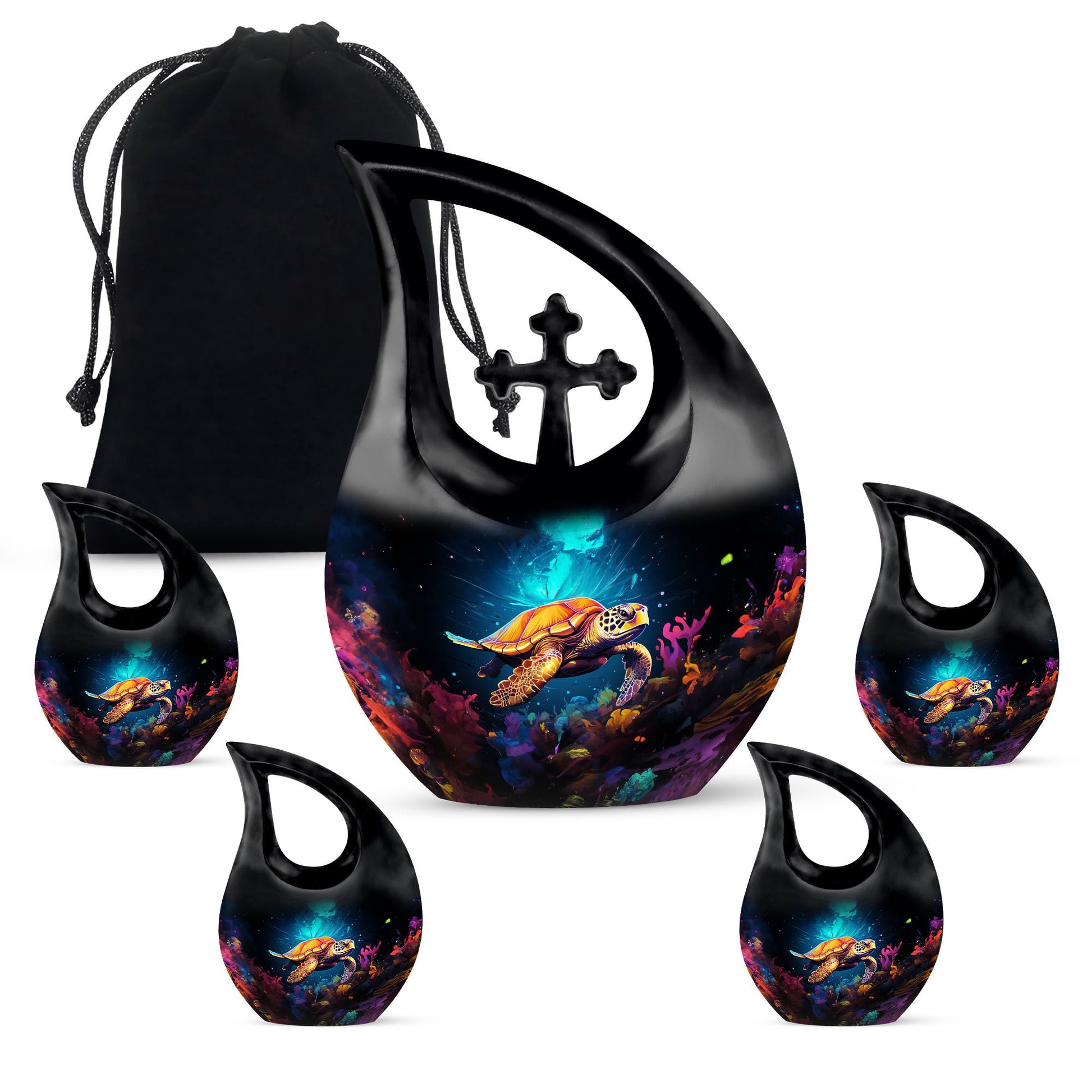 Teardrop Shaped  Large Urn With 4 Keepsake