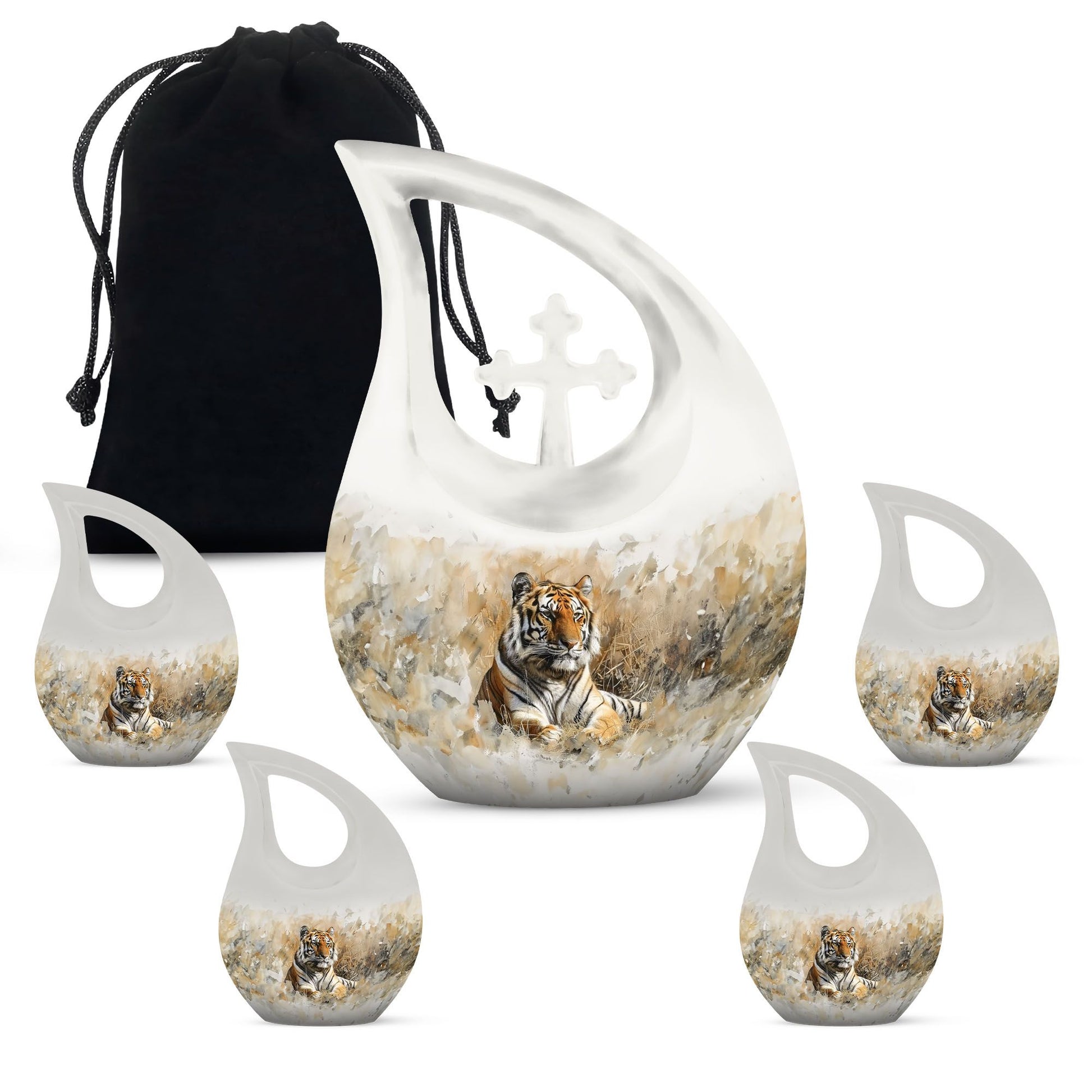 Teardrop Shaped  Large Urn With 4 Keepsake