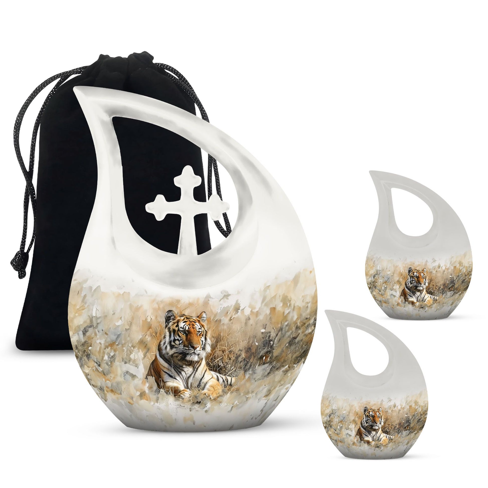 Teardrop Shaped  Large Urn With 2 Keepsake