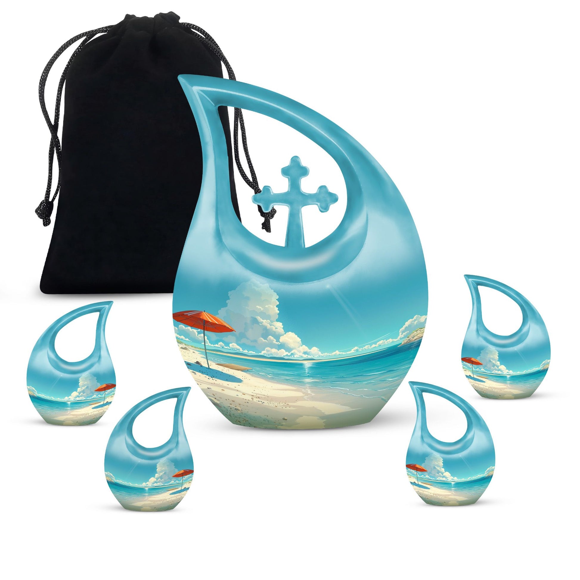 Teardrop Shaped  Large Urn With 4 Keepsake
