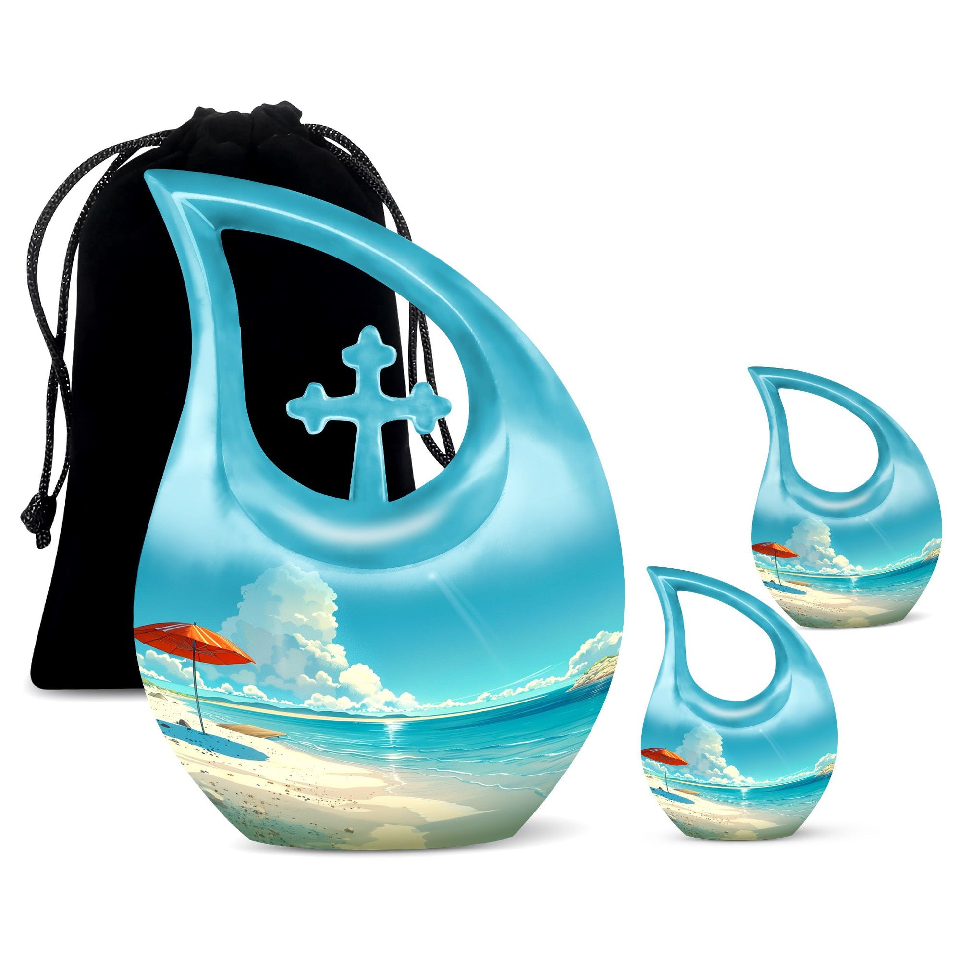 Teardrop Shaped  Large Urn With 2 Keepsake