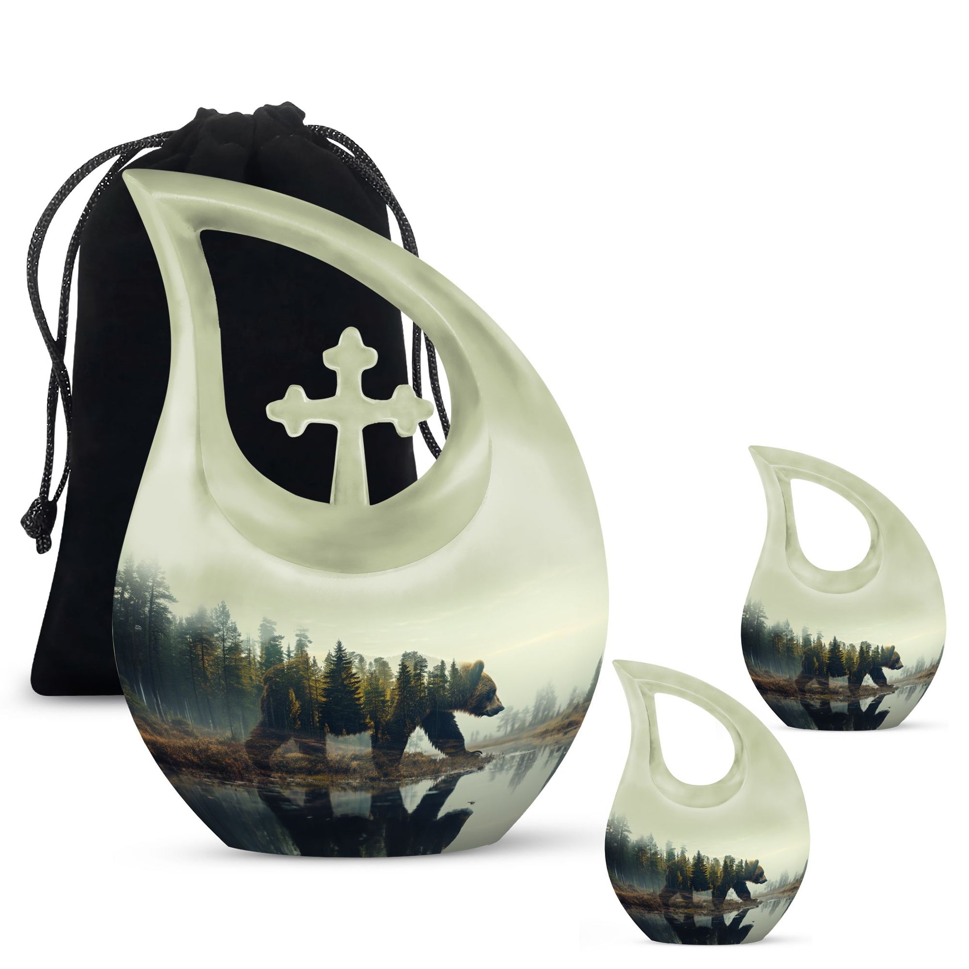 Teardrop Shaped  Large Urn With 2 Keepsake